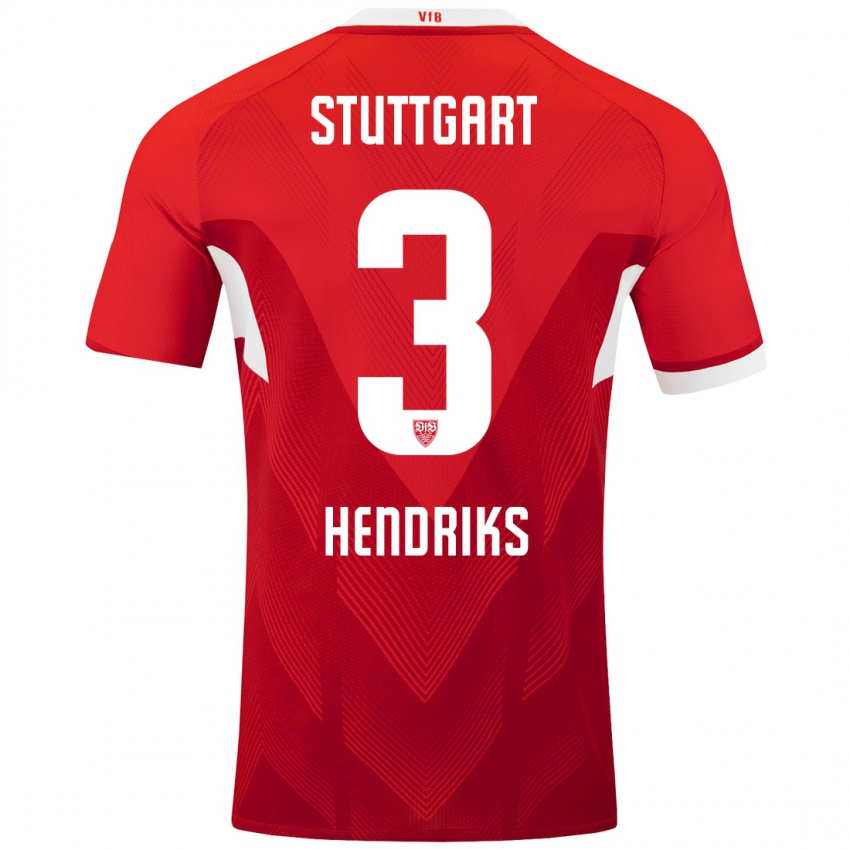 Børn Ramon Hendriks #3 Rød Hvid Udebane Spillertrøjer 2024/25 Trøje T-Shirt