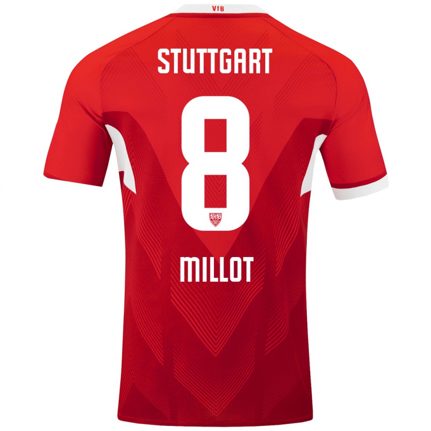 Børn Enzo Millot #8 Rød Hvid Udebane Spillertrøjer 2024/25 Trøje T-Shirt