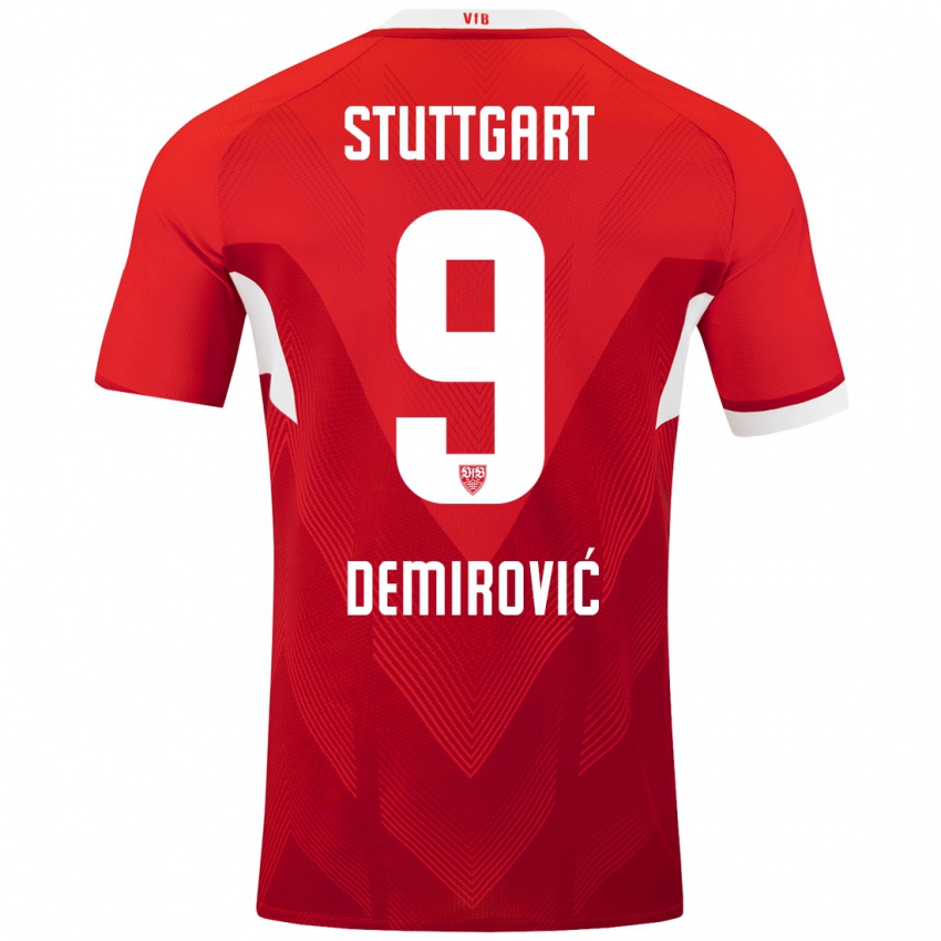 Børn Ermedin Demirovic #9 Rød Hvid Udebane Spillertrøjer 2024/25 Trøje T-Shirt