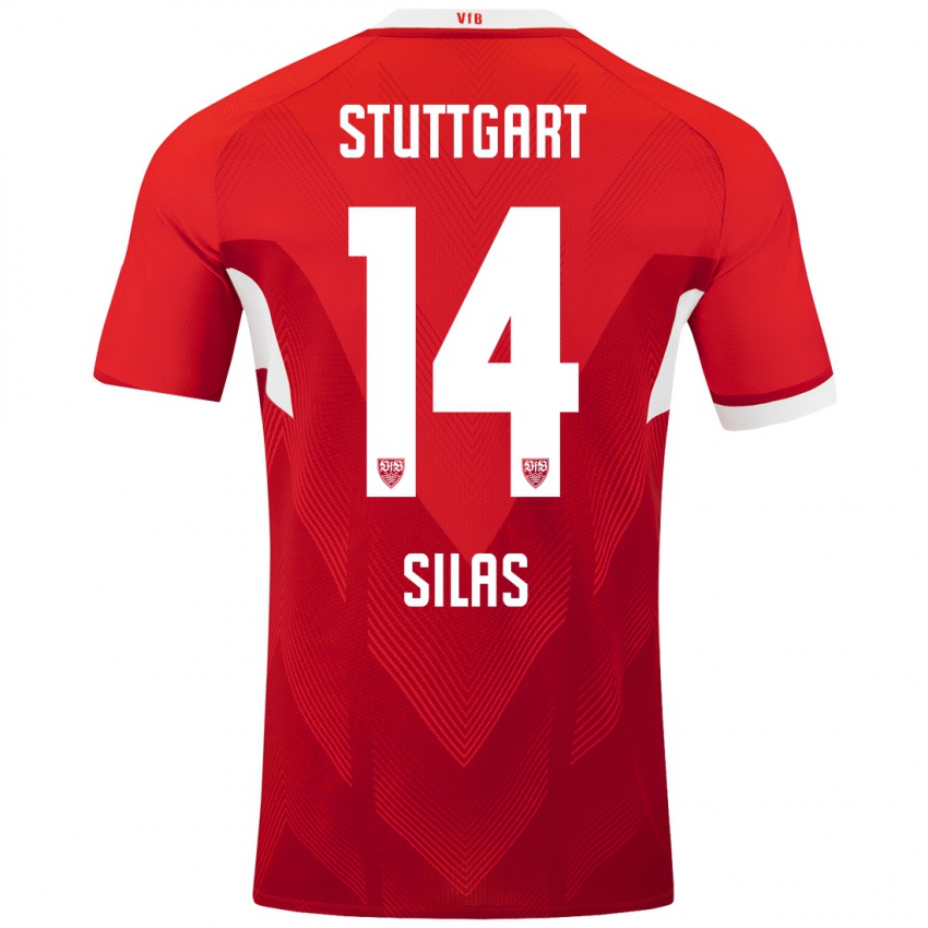 Børn Silas #14 Rød Hvid Udebane Spillertrøjer 2024/25 Trøje T-Shirt