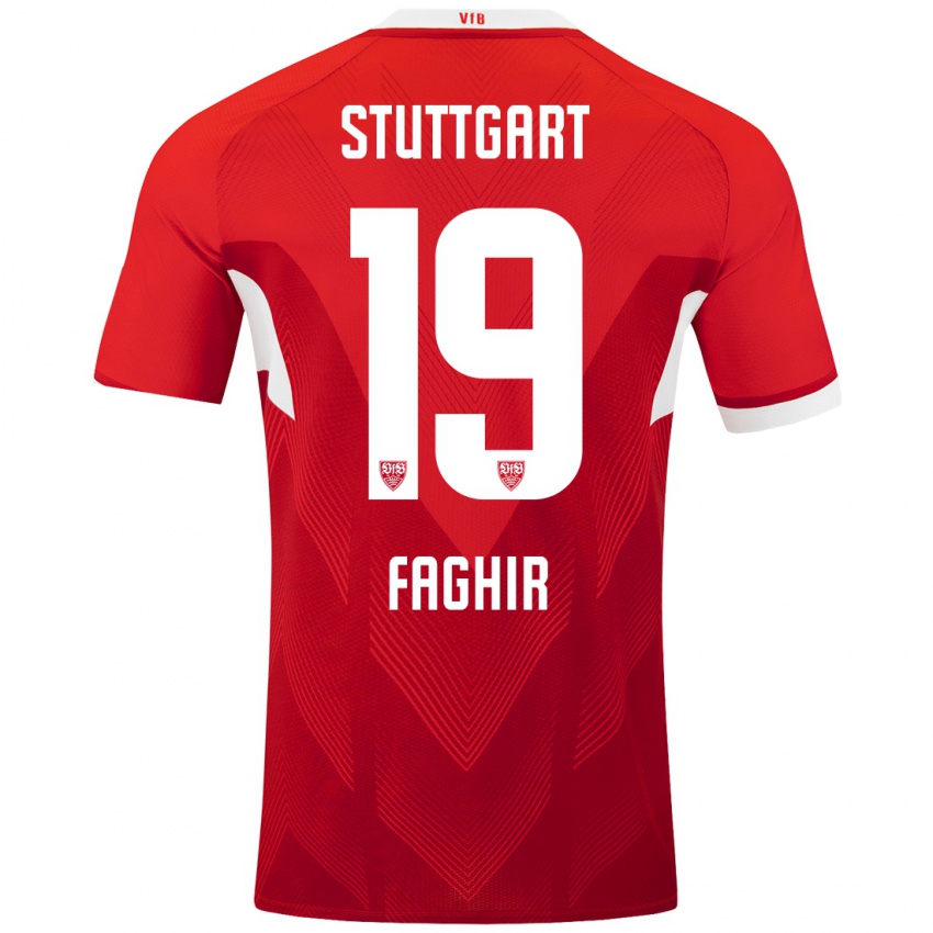 Børn Wahid Faghir #19 Rød Hvid Udebane Spillertrøjer 2024/25 Trøje T-Shirt