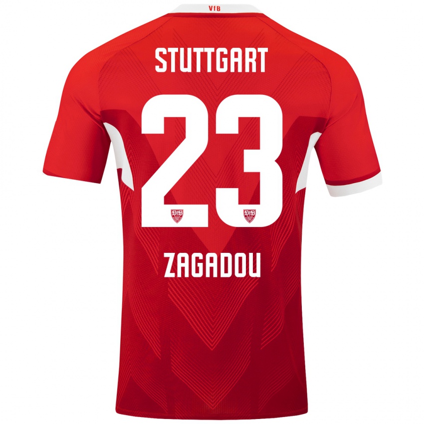 Børn Dan-Axel Zagadou #23 Rød Hvid Udebane Spillertrøjer 2024/25 Trøje T-Shirt