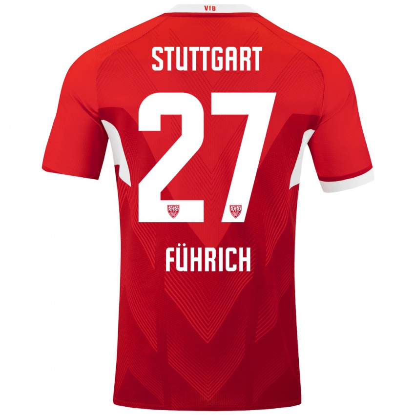 Børn Chris Führich #27 Rød Hvid Udebane Spillertrøjer 2024/25 Trøje T-Shirt