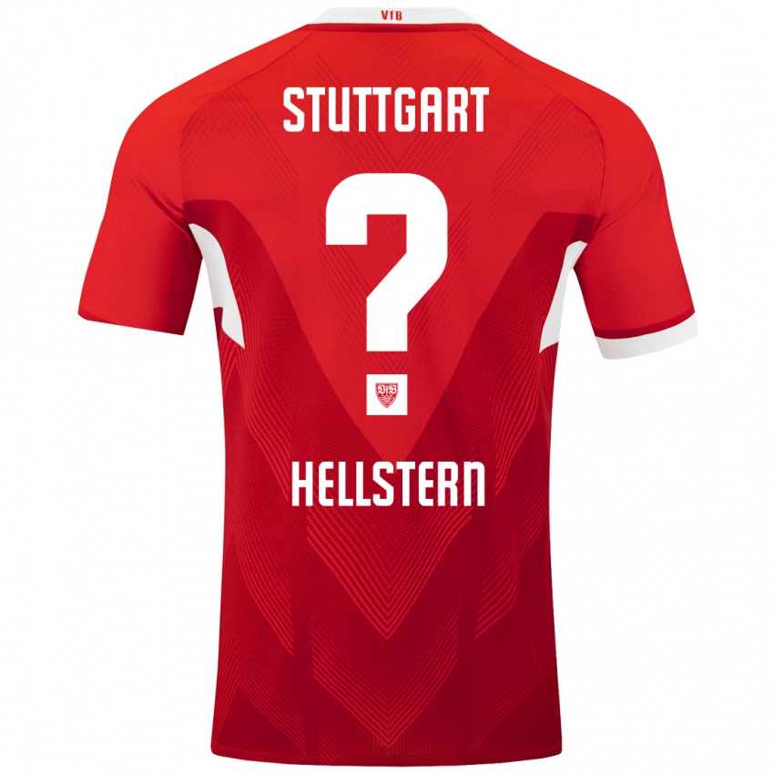 Børn Florian Hellstern #0 Rød Hvid Udebane Spillertrøjer 2024/25 Trøje T-Shirt