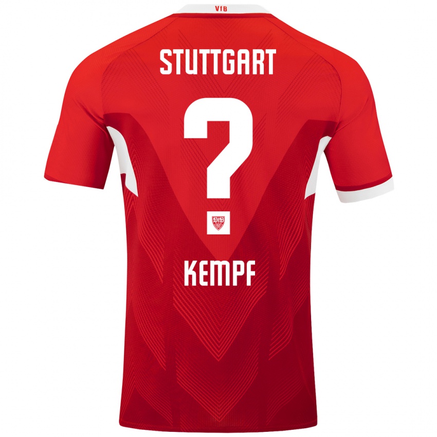 Børn Karl Kempf #0 Rød Hvid Udebane Spillertrøjer 2024/25 Trøje T-Shirt