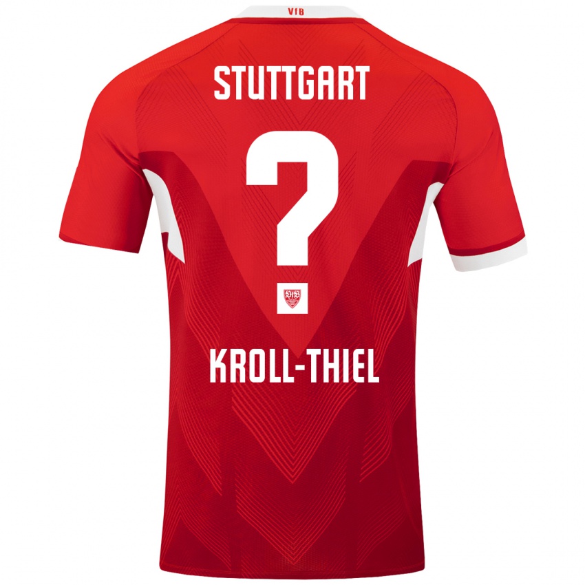 Børn Colin Kroll-Thiel #0 Rød Hvid Udebane Spillertrøjer 2024/25 Trøje T-Shirt