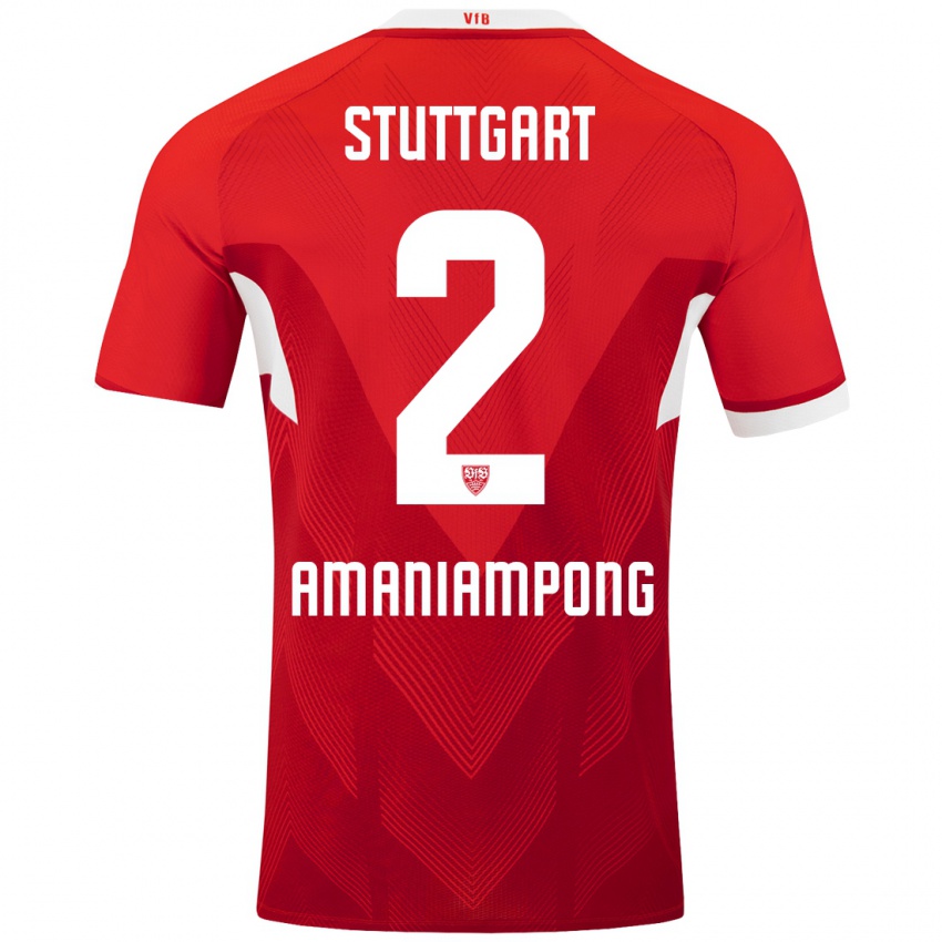 Børn Kaden Amaniampong #2 Rød Hvid Udebane Spillertrøjer 2024/25 Trøje T-Shirt