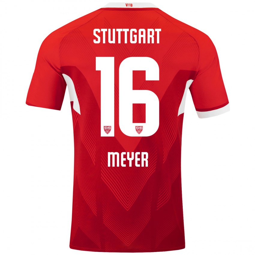 Børn Jordan Meyer #16 Rød Hvid Udebane Spillertrøjer 2024/25 Trøje T-Shirt