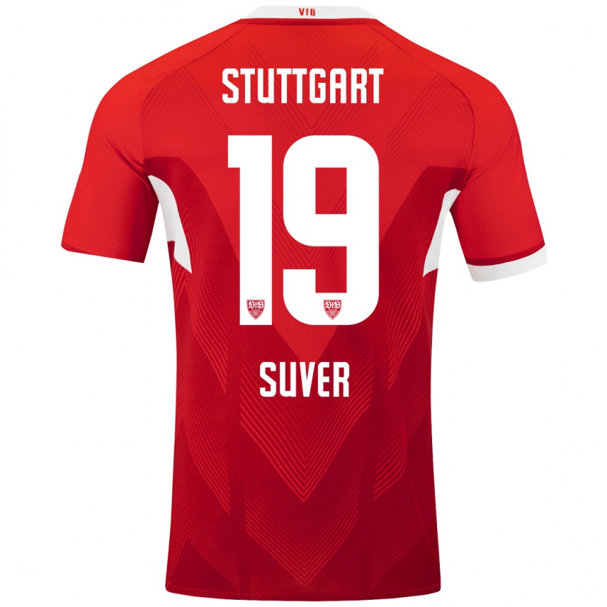 Børn Jakov Suver #19 Rød Hvid Udebane Spillertrøjer 2024/25 Trøje T-Shirt