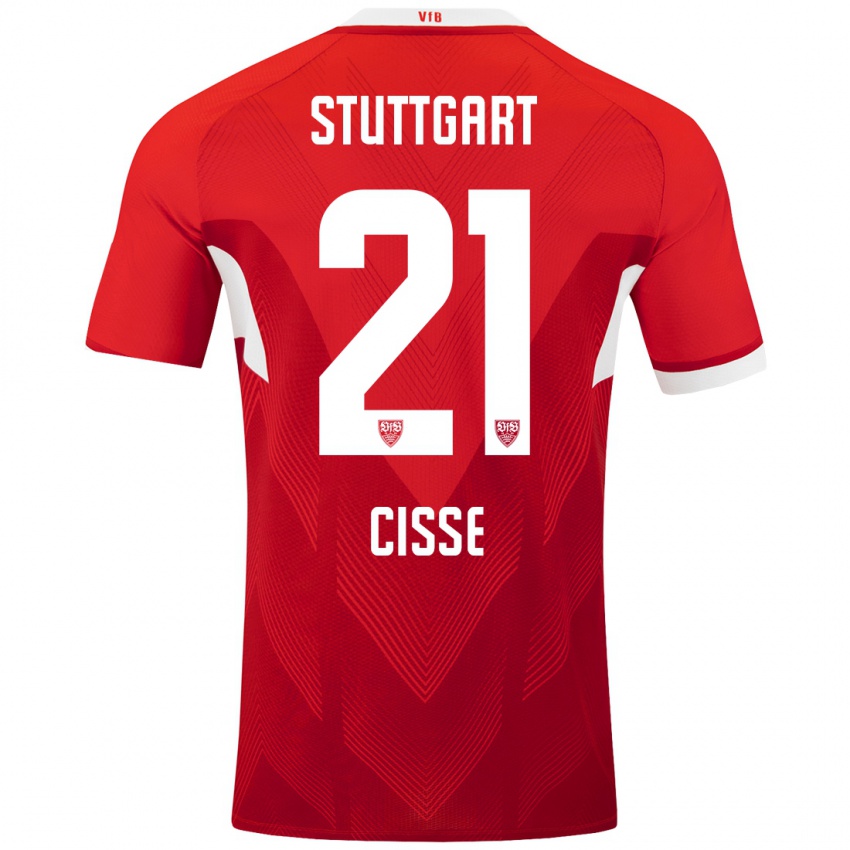 Børn Moussa Cissé #21 Rød Hvid Udebane Spillertrøjer 2024/25 Trøje T-Shirt