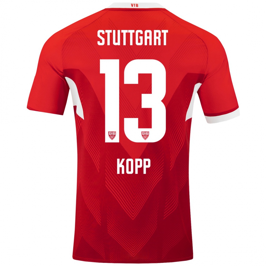 Børn Leonie Kopp #13 Rød Hvid Udebane Spillertrøjer 2024/25 Trøje T-Shirt