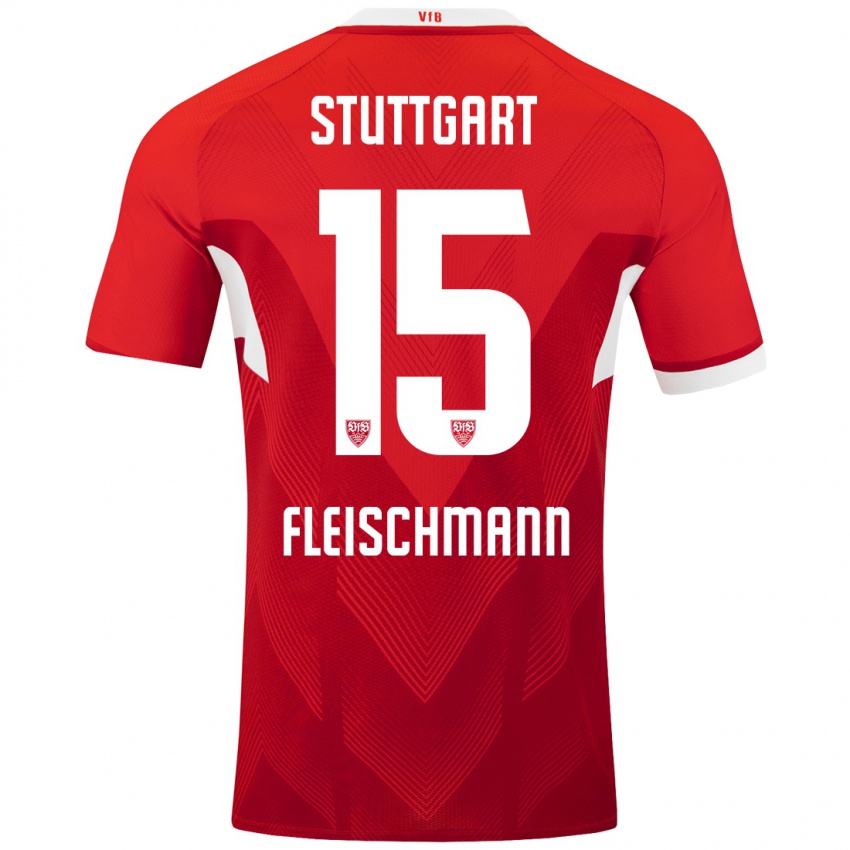 Børn Svea Fleischmann #15 Rød Hvid Udebane Spillertrøjer 2024/25 Trøje T-Shirt