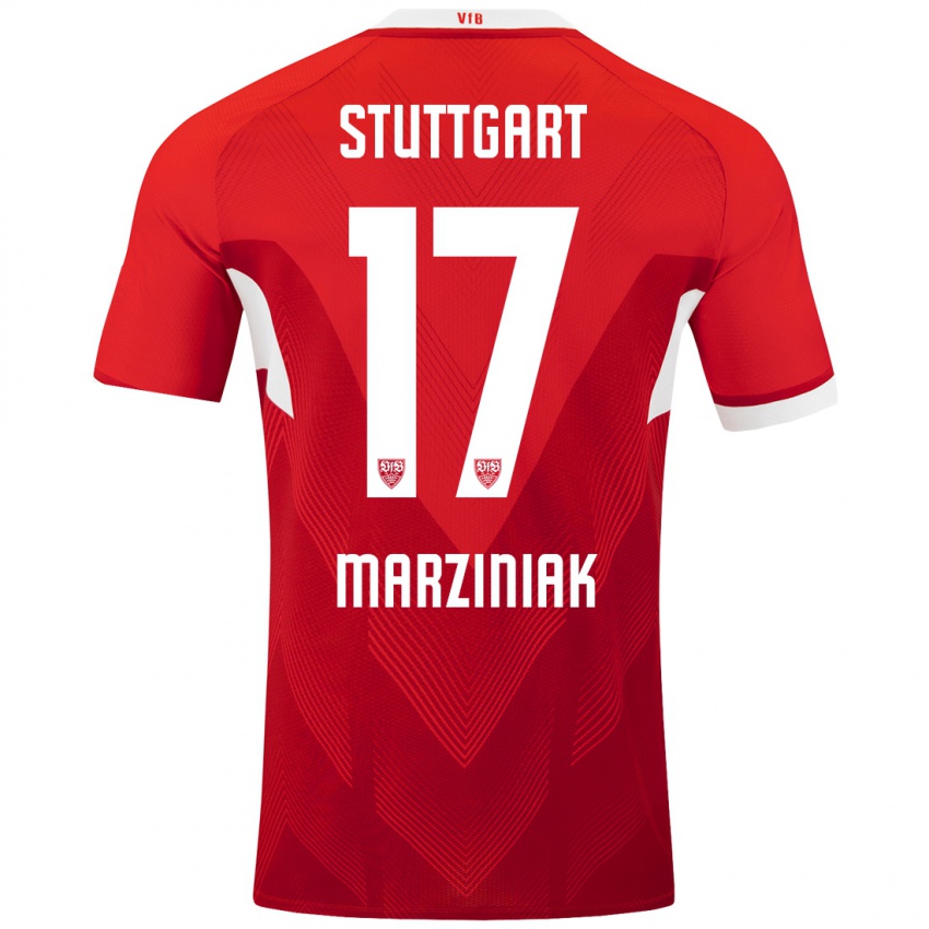 Børn Chiara Marziniak #17 Rød Hvid Udebane Spillertrøjer 2024/25 Trøje T-Shirt