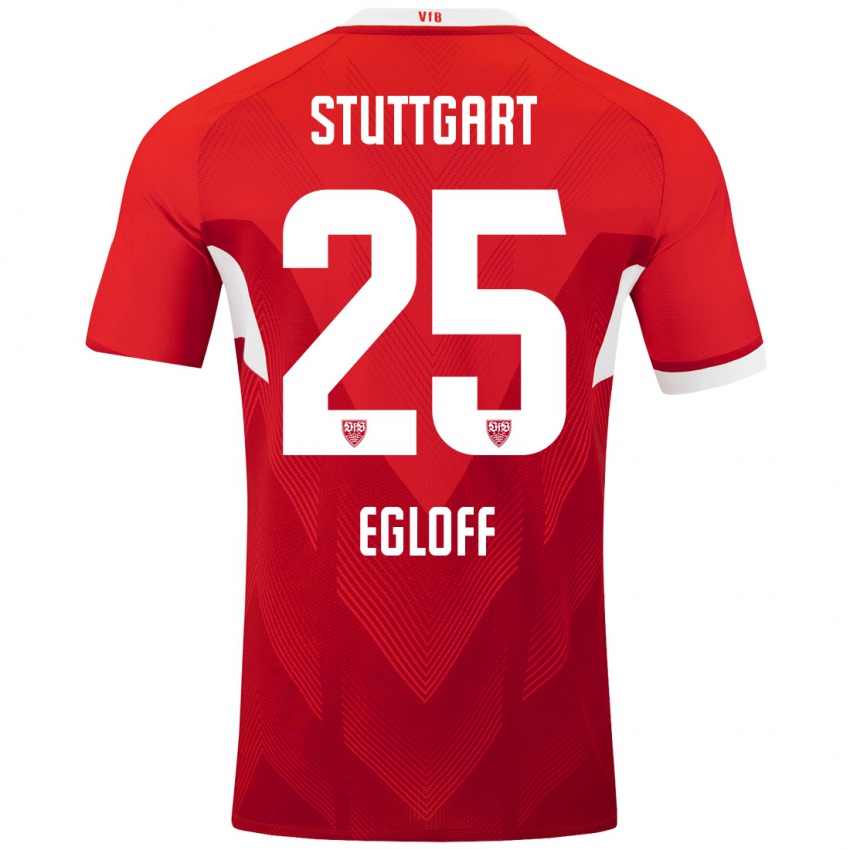 Børn Lilian Egloff #25 Rød Hvid Udebane Spillertrøjer 2024/25 Trøje T-Shirt