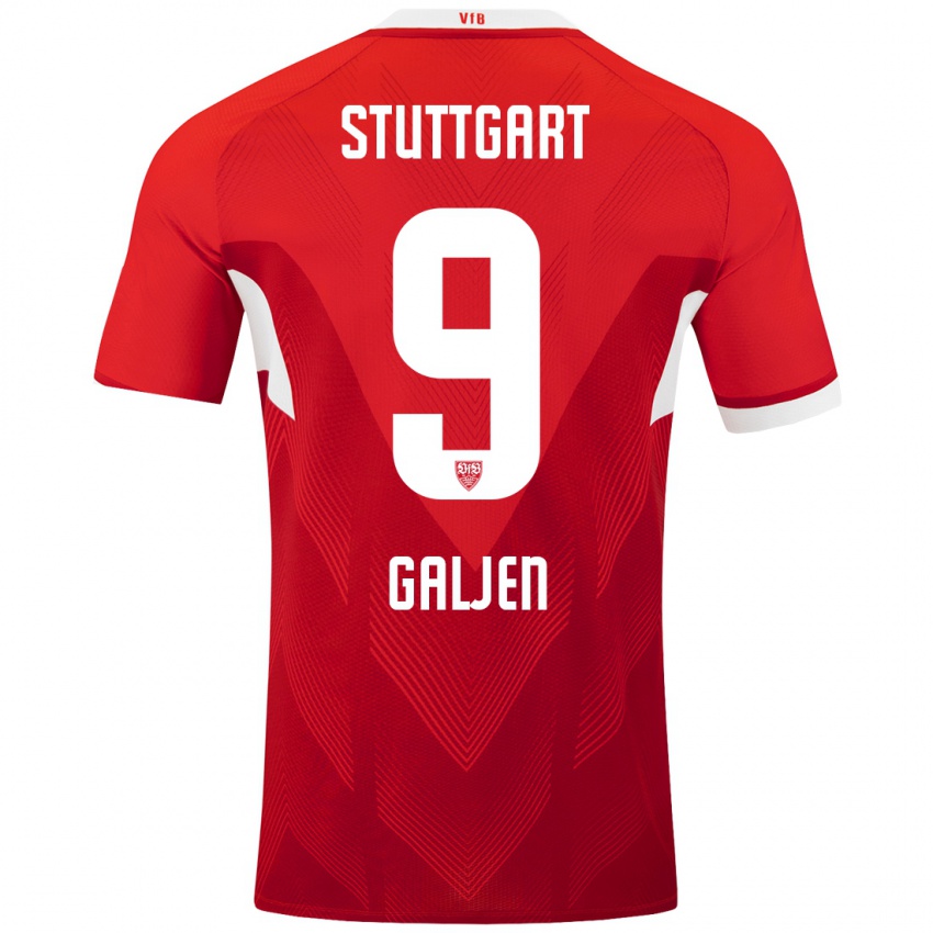 Børn Dejan Galjen #9 Rød Hvid Udebane Spillertrøjer 2024/25 Trøje T-Shirt