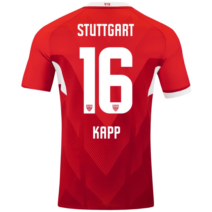 Børn Patrick Kapp #16 Rød Hvid Udebane Spillertrøjer 2024/25 Trøje T-Shirt