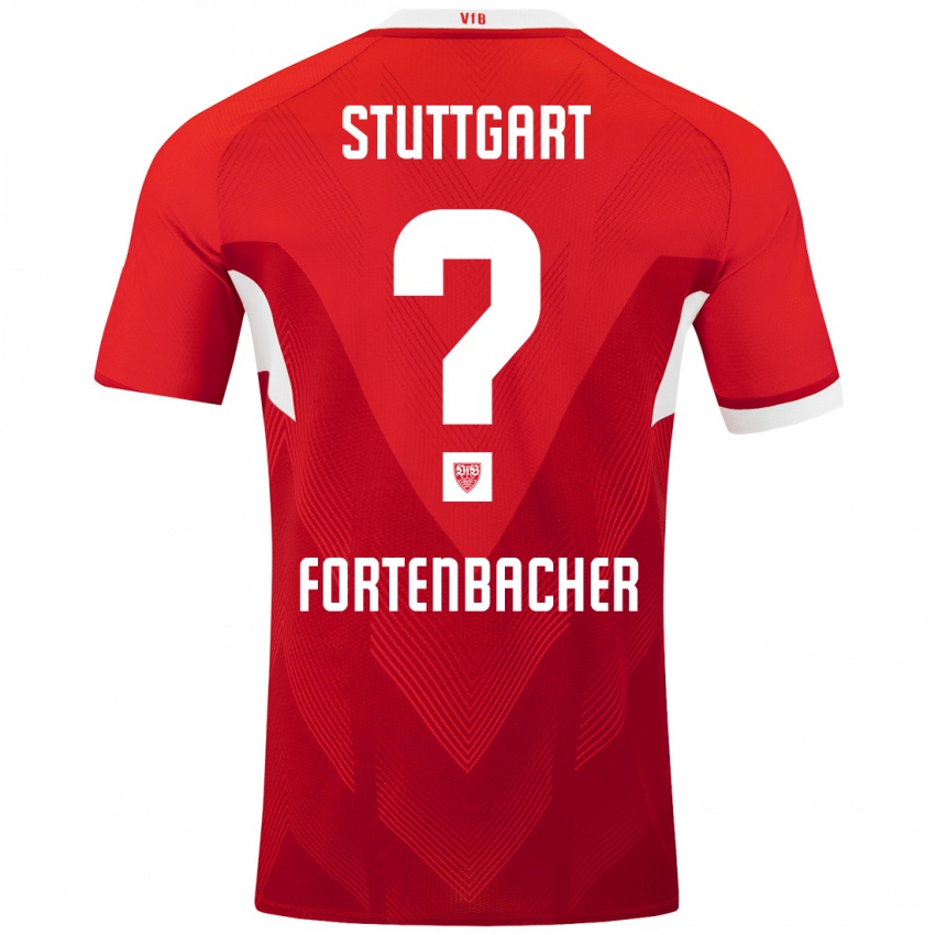 Børn Jannik Fortenbacher #0 Rød Hvid Udebane Spillertrøjer 2024/25 Trøje T-Shirt