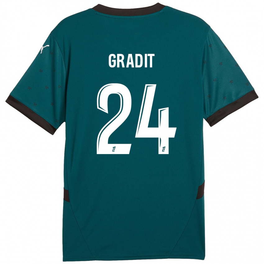 Børn Jonathan Gradit #24 Mørkegrøn Udebane Spillertrøjer 2024/25 Trøje T-Shirt