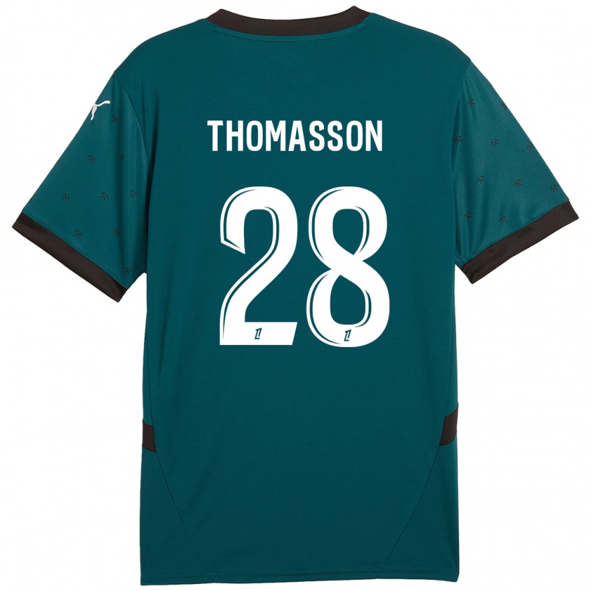 Børn Adrien Thomasson #28 Mørkegrøn Udebane Spillertrøjer 2024/25 Trøje T-Shirt