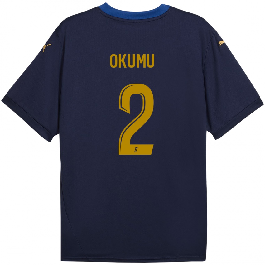 Børn Joseph Okumu #2 Marine Guld Udebane Spillertrøjer 2024/25 Trøje T-Shirt