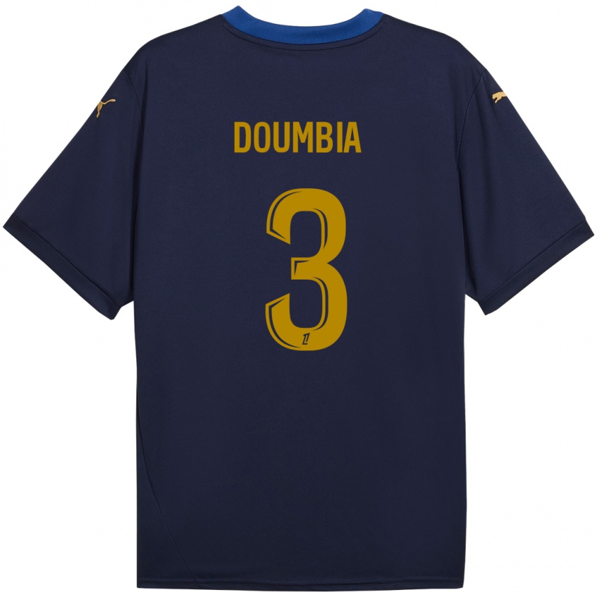 Børn Kamory Doumbia #3 Marine Guld Udebane Spillertrøjer 2024/25 Trøje T-Shirt