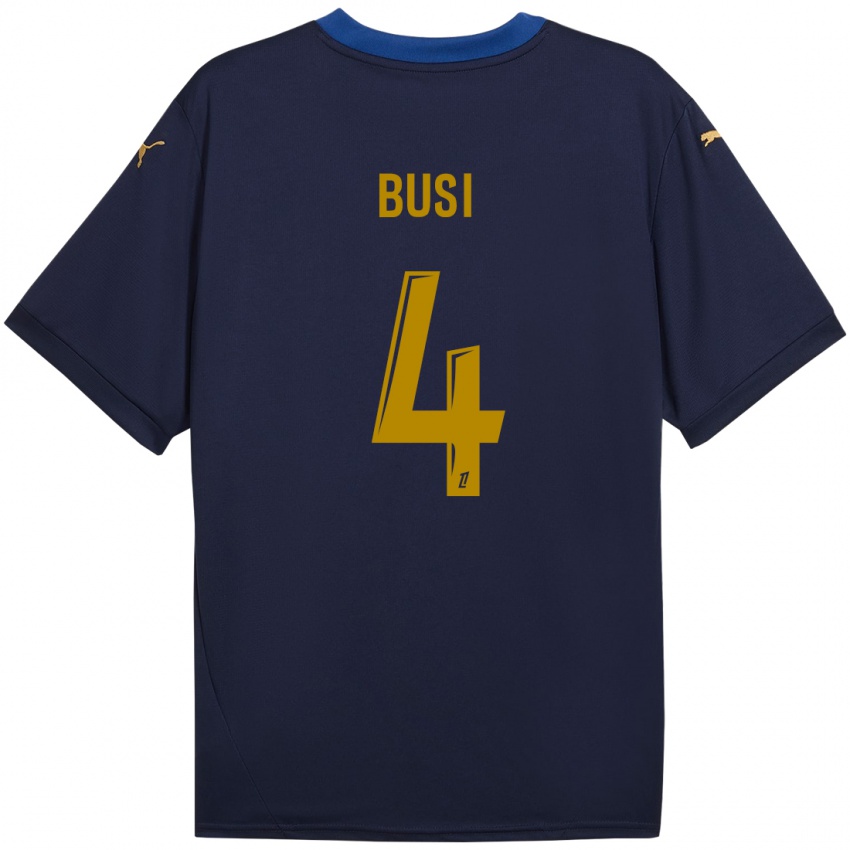 Børn Maxime Busi #4 Marine Guld Udebane Spillertrøjer 2024/25 Trøje T-Shirt