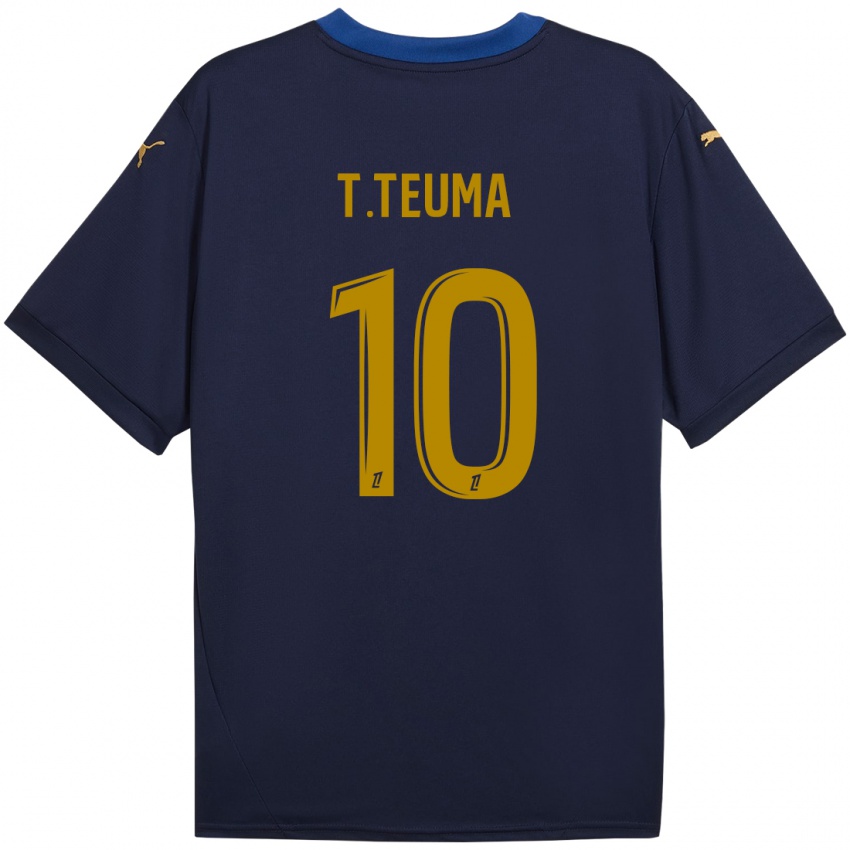 Børn Teddy Teuma #10 Marine Guld Udebane Spillertrøjer 2024/25 Trøje T-Shirt