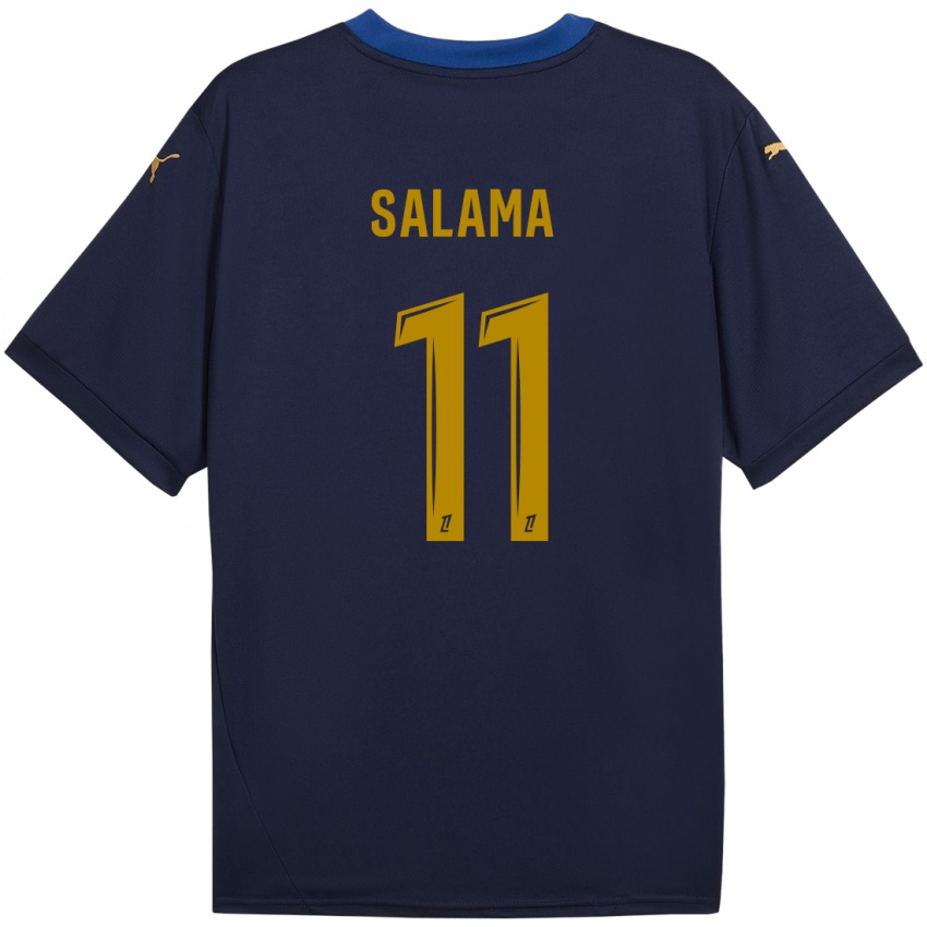 Børn Amine Salama #11 Marine Guld Udebane Spillertrøjer 2024/25 Trøje T-Shirt