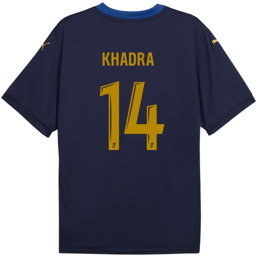 Børn Reda Khadra #14 Marine Guld Udebane Spillertrøjer 2024/25 Trøje T-Shirt