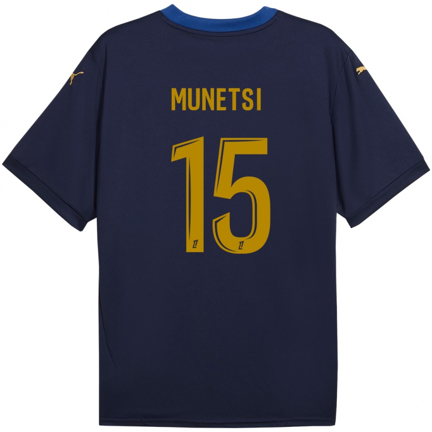 Børn Marshall Munetsi #15 Marine Guld Udebane Spillertrøjer 2024/25 Trøje T-Shirt