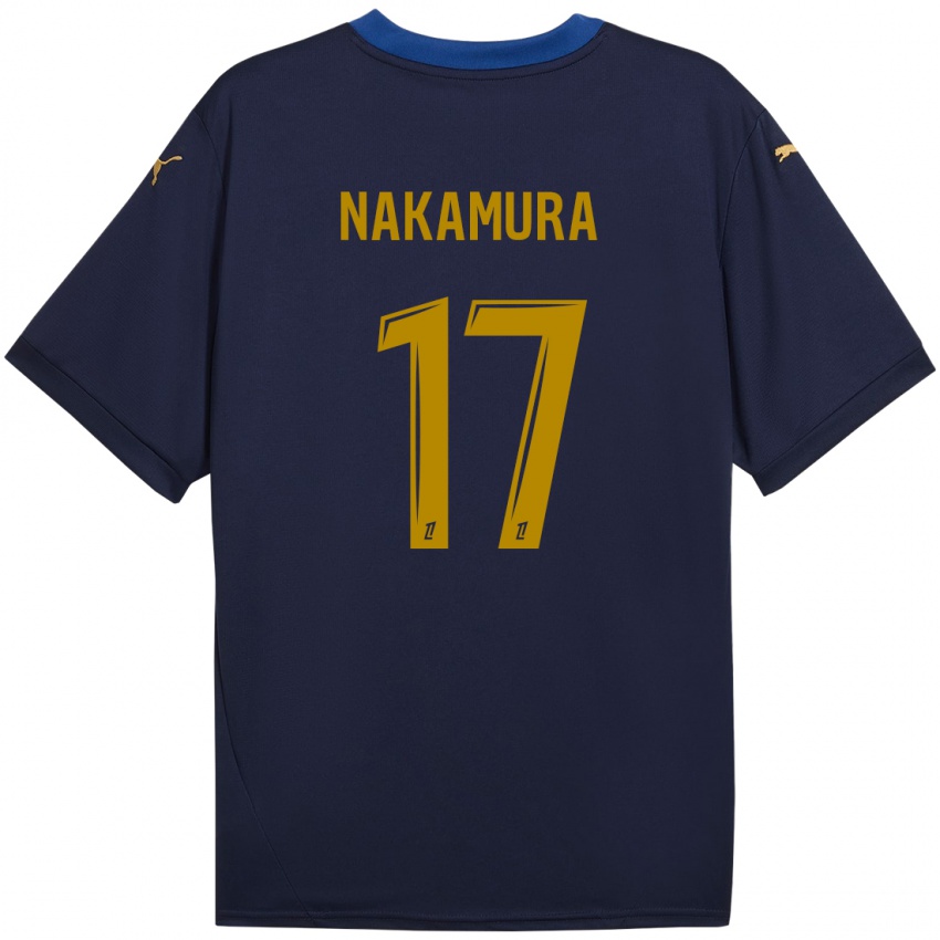 Børn Keito Nakamura #17 Marine Guld Udebane Spillertrøjer 2024/25 Trøje T-Shirt