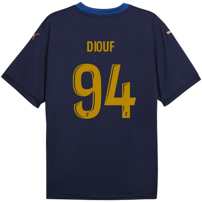 Børn Yehvann Diouf #94 Marine Guld Udebane Spillertrøjer 2024/25 Trøje T-Shirt