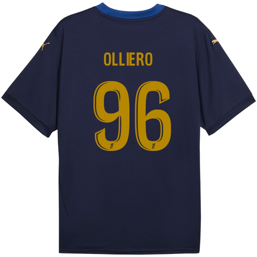 Børn Alexandre Olliero #96 Marine Guld Udebane Spillertrøjer 2024/25 Trøje T-Shirt