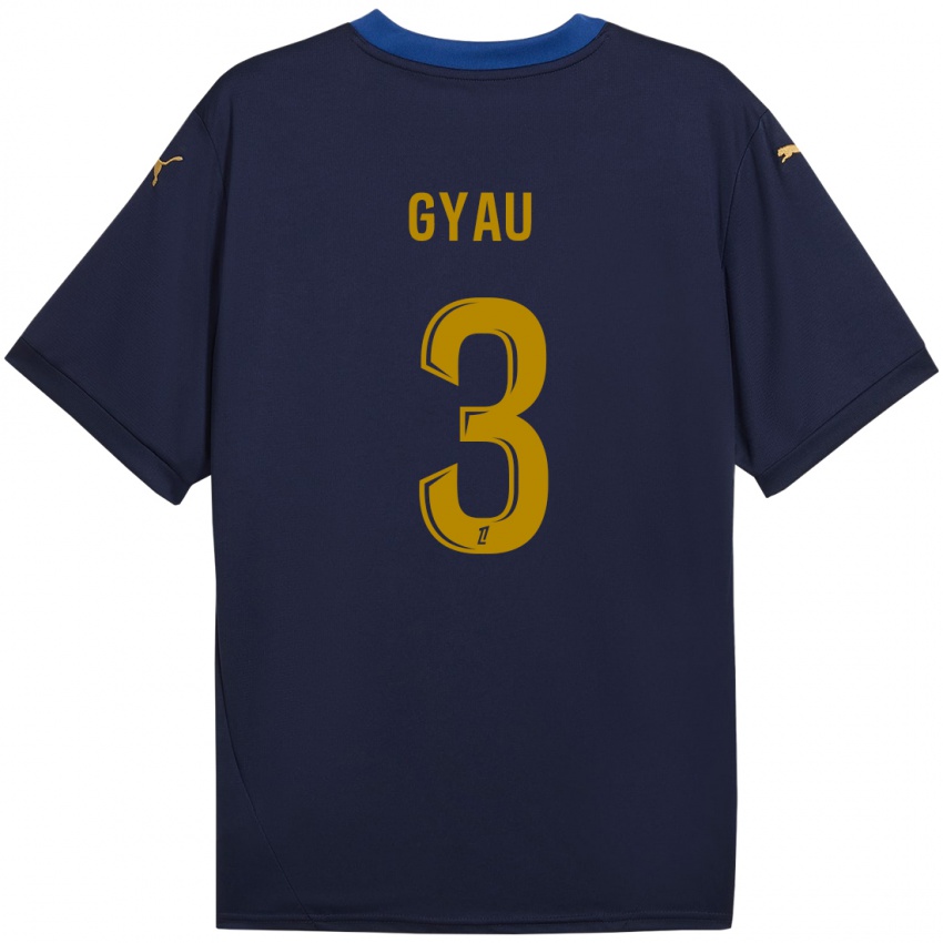 Børn Mia Gyau #3 Marine Guld Udebane Spillertrøjer 2024/25 Trøje T-Shirt