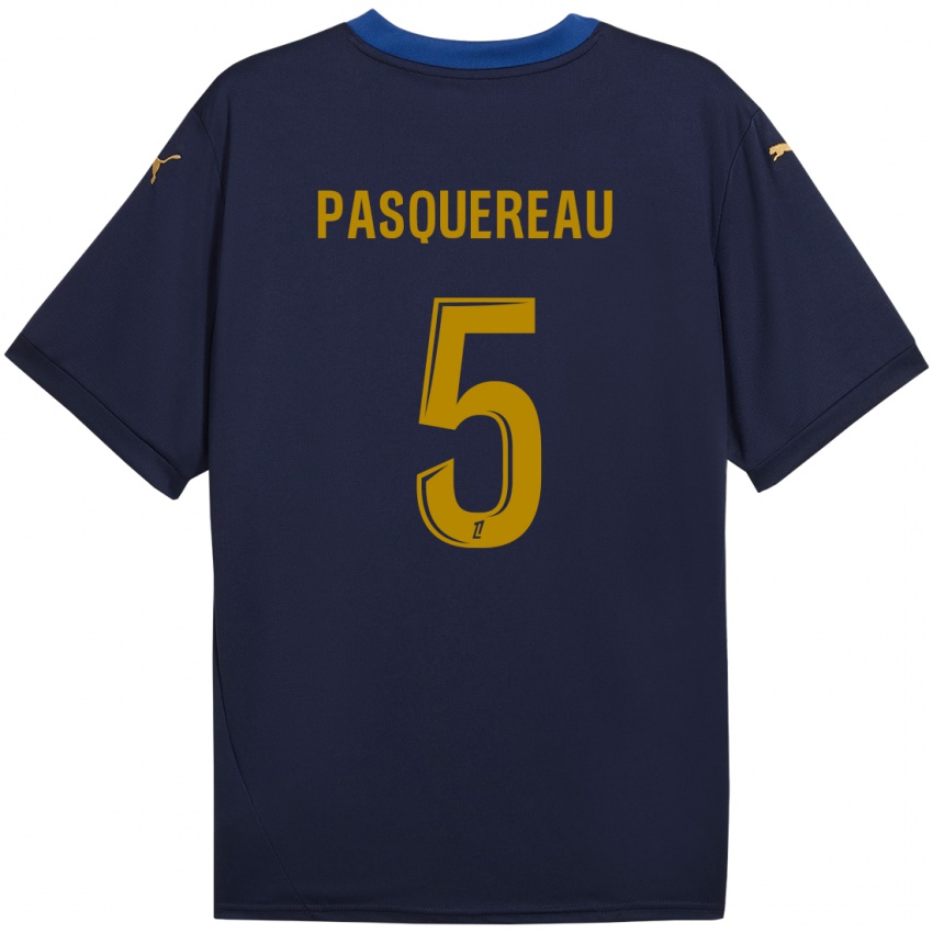 Børn Julie Pasquereau #5 Marine Guld Udebane Spillertrøjer 2024/25 Trøje T-Shirt