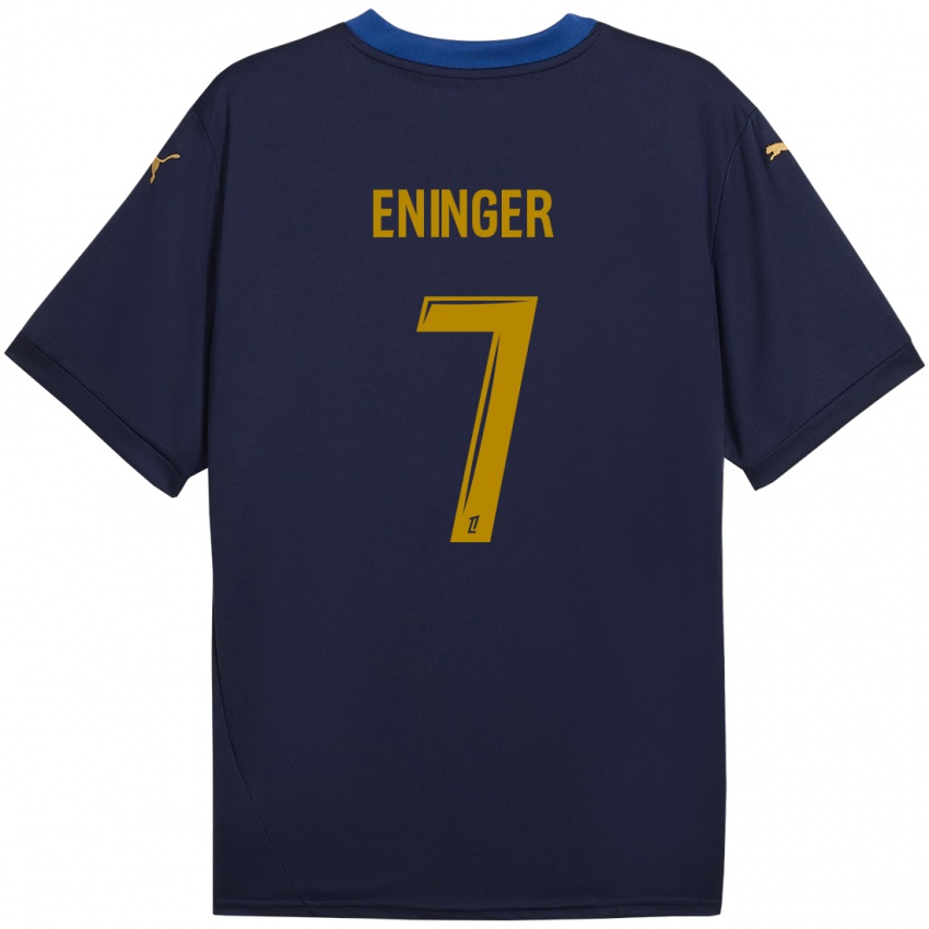 Børn Thelma Eninger #7 Marine Guld Udebane Spillertrøjer 2024/25 Trøje T-Shirt