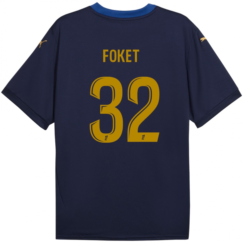 Børn Thomas Foket #32 Marine Guld Udebane Spillertrøjer 2024/25 Trøje T-Shirt