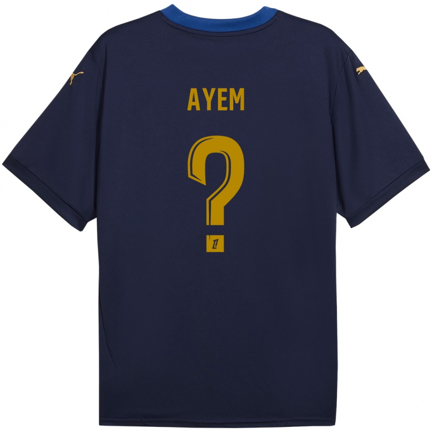 Børn Grégory Ayem #0 Marine Guld Udebane Spillertrøjer 2024/25 Trøje T-Shirt