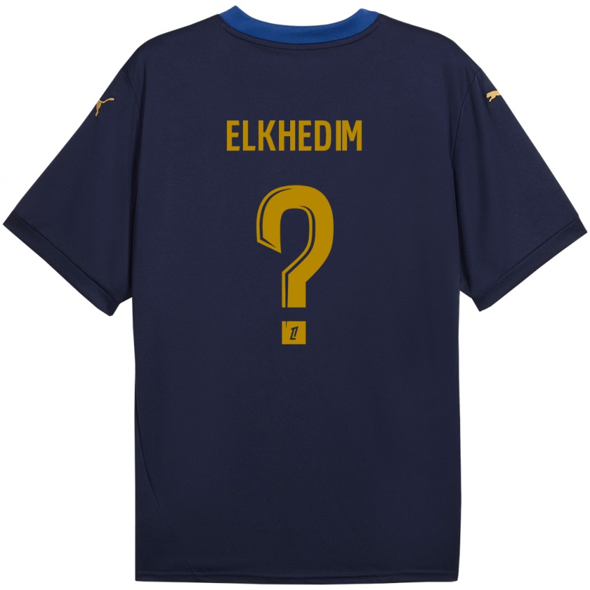 Børn Abdenoor Elkhedim #0 Marine Guld Udebane Spillertrøjer 2024/25 Trøje T-Shirt