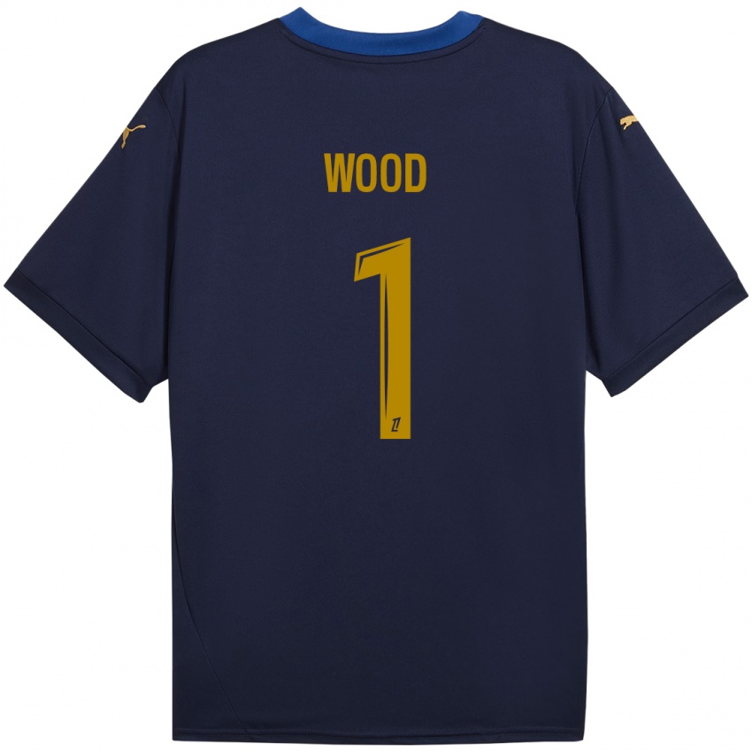 Børn Mackenzie Wood #1 Marine Guld Udebane Spillertrøjer 2024/25 Trøje T-Shirt