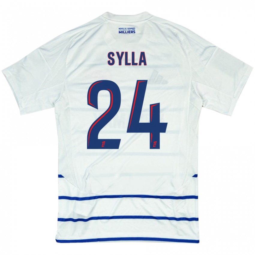 Børn Abakar Sylla #24 Hvid Blå Udebane Spillertrøjer 2024/25 Trøje T-Shirt