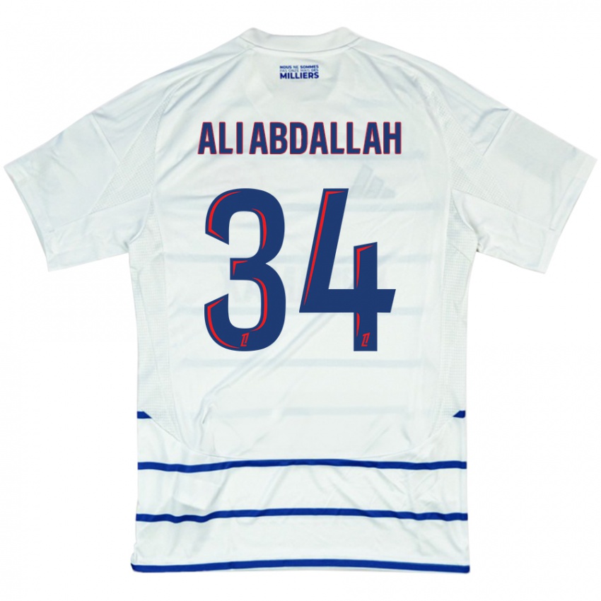 Børn Aboubacar Ali Abdallah #34 Hvid Blå Udebane Spillertrøjer 2024/25 Trøje T-Shirt