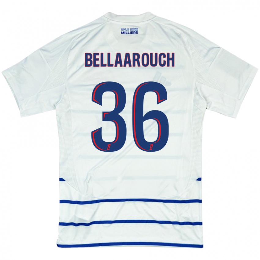 Børn Alaa Bellaarouch #36 Hvid Blå Udebane Spillertrøjer 2024/25 Trøje T-Shirt