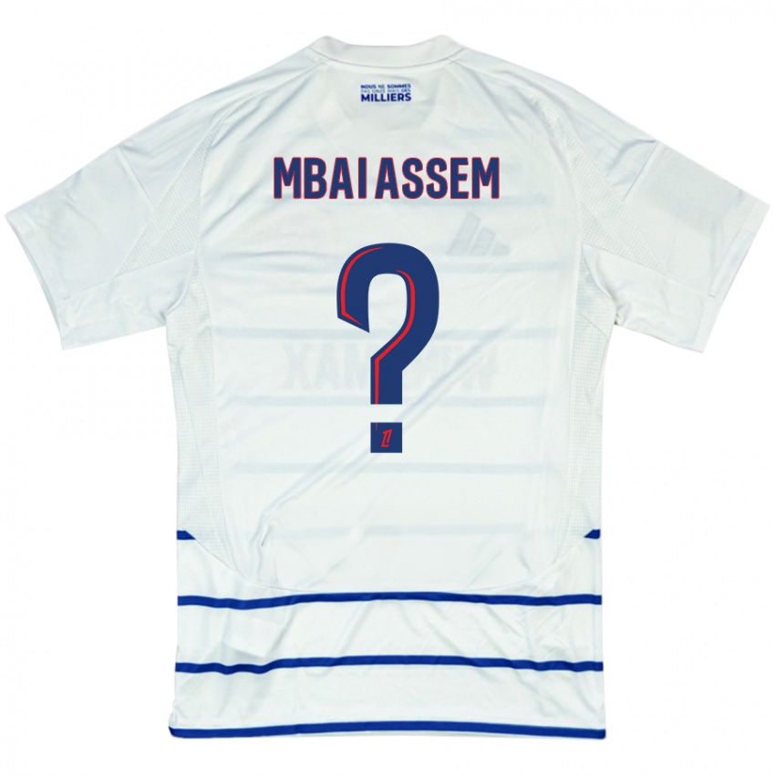 Børn Chris Mbaï-Assem #0 Hvid Blå Udebane Spillertrøjer 2024/25 Trøje T-Shirt