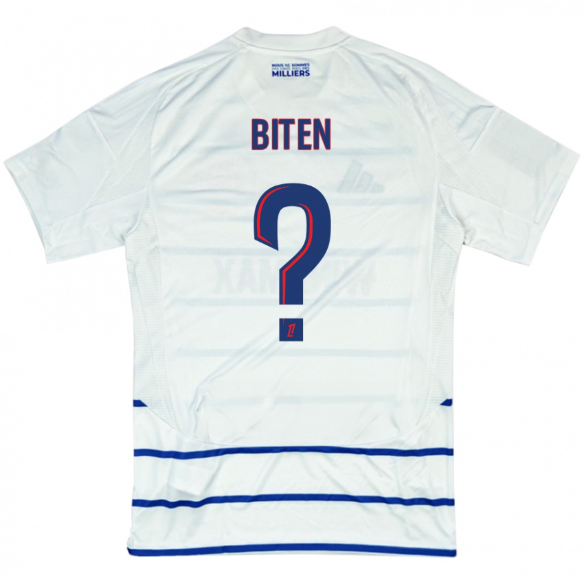 Børn Clancy Valère Biten #0 Hvid Blå Udebane Spillertrøjer 2024/25 Trøje T-Shirt