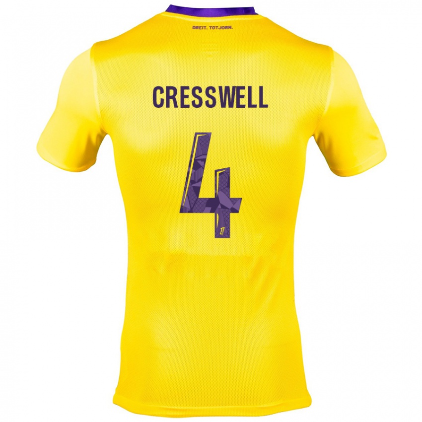 Børn Charlie Cresswell #4 Gul Lilla Udebane Spillertrøjer 2024/25 Trøje T-Shirt