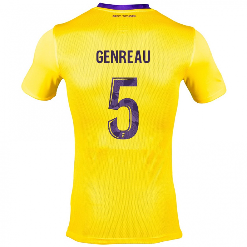 Børn Denis Genreau #5 Gul Lilla Udebane Spillertrøjer 2024/25 Trøje T-Shirt