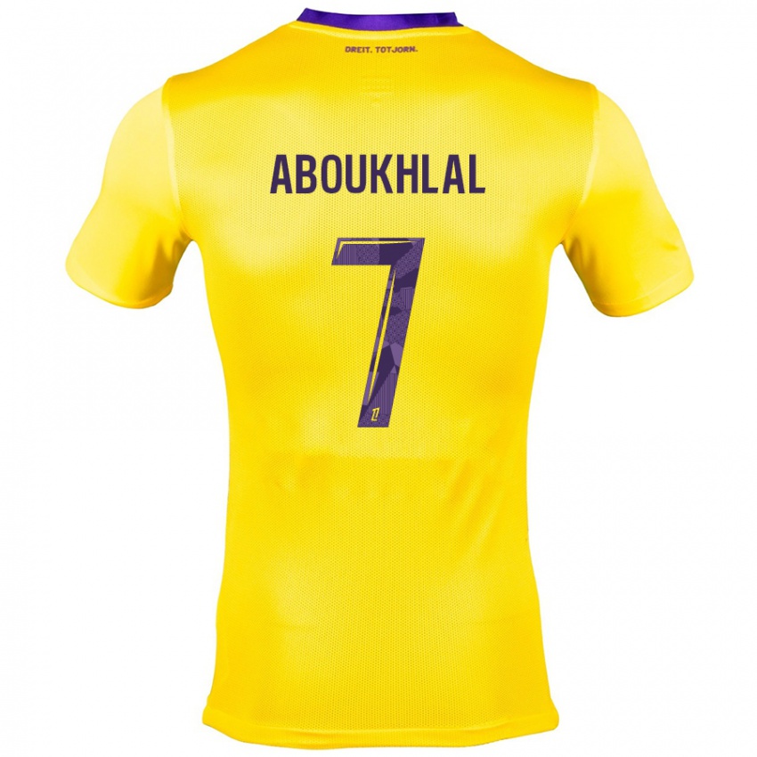 Børn Zakaria Aboukhlal #7 Gul Lilla Udebane Spillertrøjer 2024/25 Trøje T-Shirt