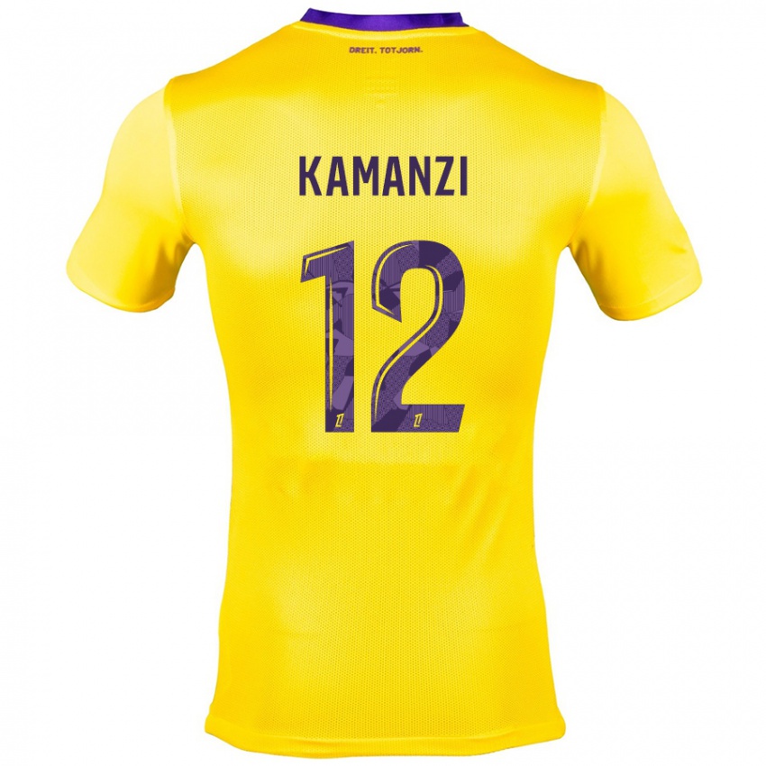 Børn Warren Kamanzi #12 Gul Lilla Udebane Spillertrøjer 2024/25 Trøje T-Shirt