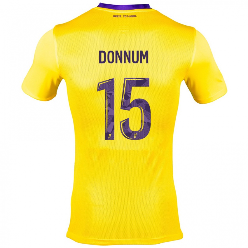 Børn Aron Dønnum #15 Gul Lilla Udebane Spillertrøjer 2024/25 Trøje T-Shirt